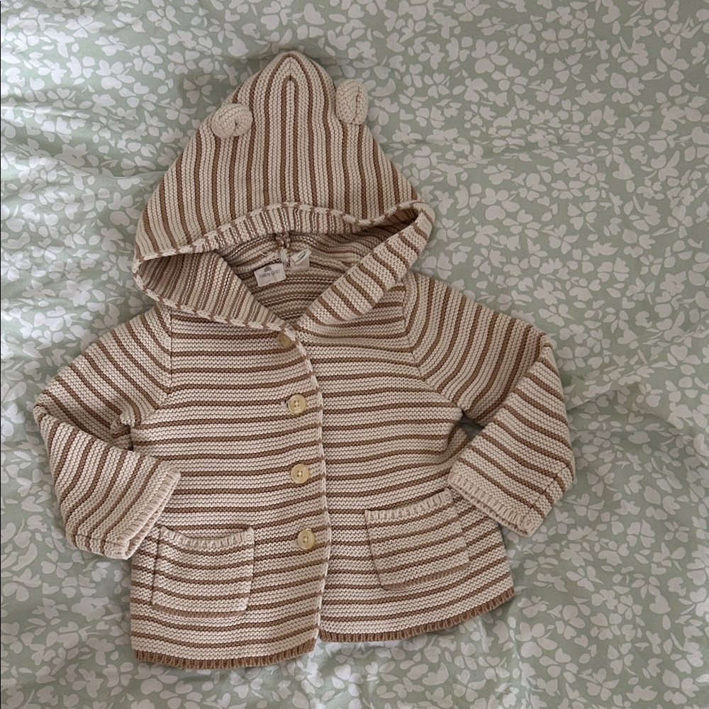 GAP KIDS Striped Tan Kids Hooded Jacket